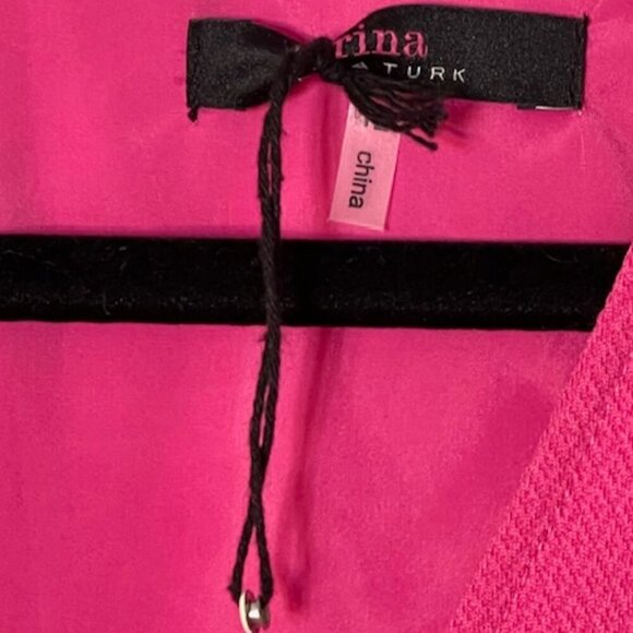 Trina Turk Barbie Pink Bell Sleeve V-Neck Sheath Dress NWOT Size 12 - Picture 7 of 10